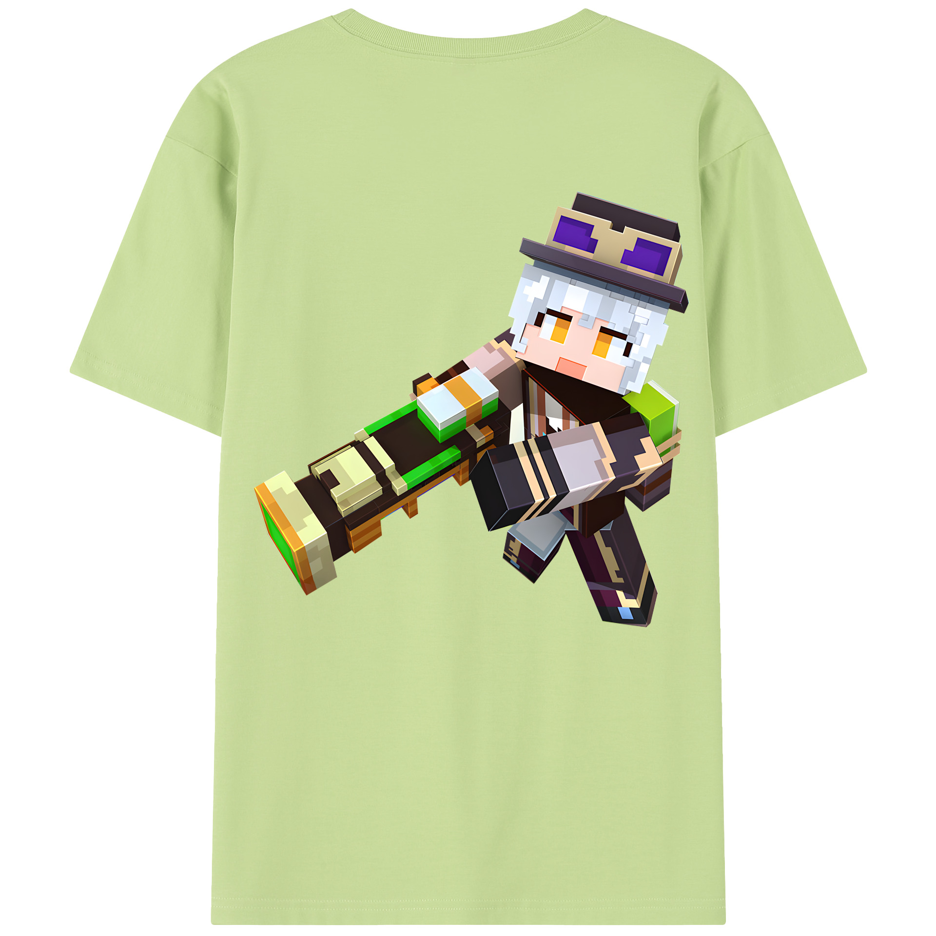 （画像用） マインクラフト ブロックの世界 Minecraft MC Block world 綿100％半袖Tシャツ（背面プリント）